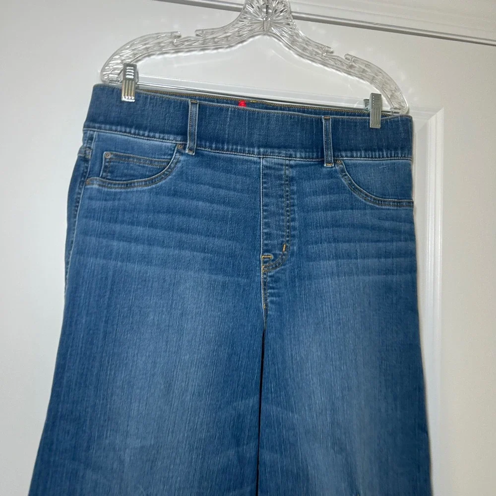 Spanx Cropped Wide Leg Jeans Vintage Indigo Blue High Rise 1X comfy casual